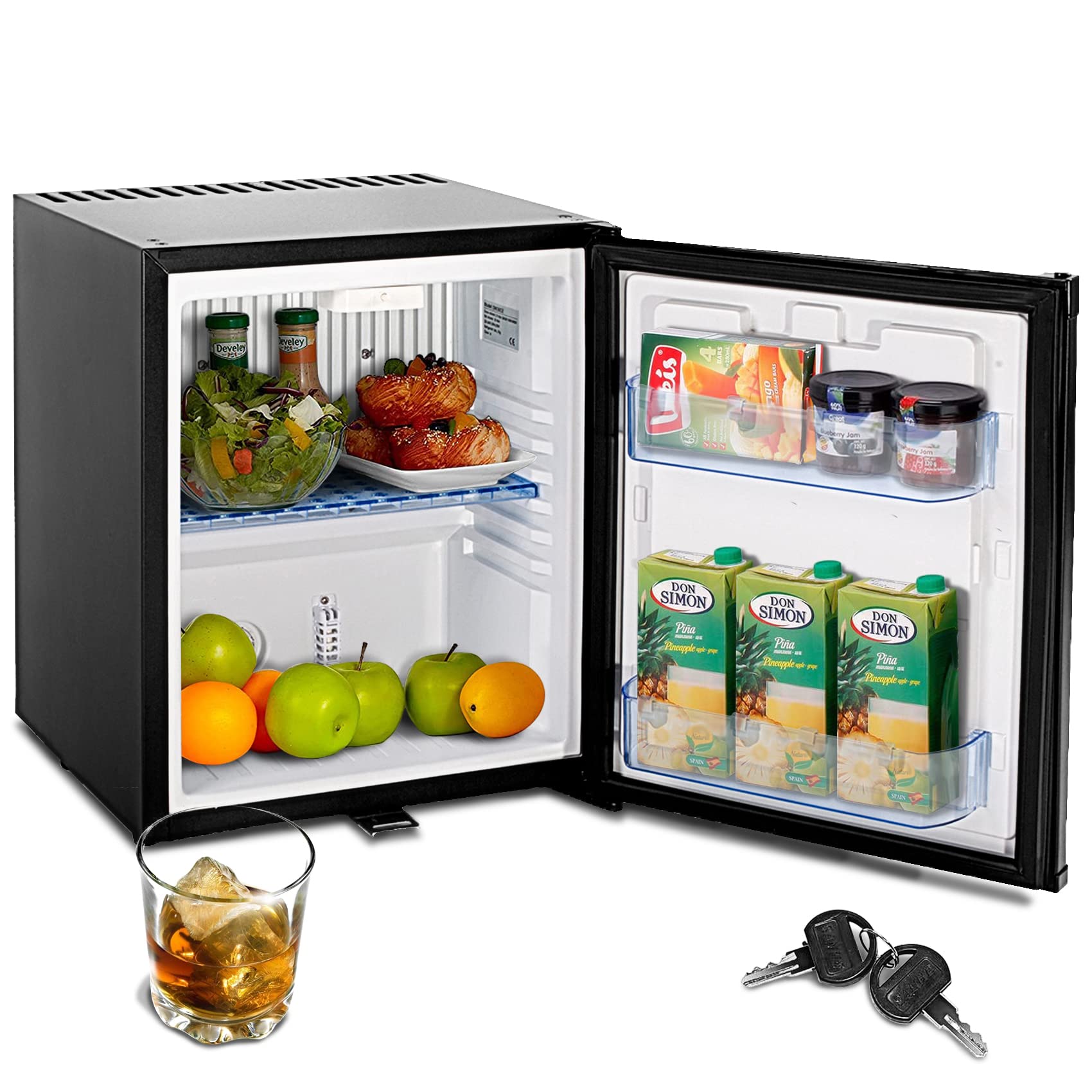 SMETA Mini Fridge 1.1 Cu.Ft - Compact Refrigerator with Lock for RV, Truck, Caravan & Campervan - 110V/12V DC Portable Cooler with Reversible Door - Perfect for Beverages, Snacks & Small Spaces | Home, Office, Dorm & Travel Use