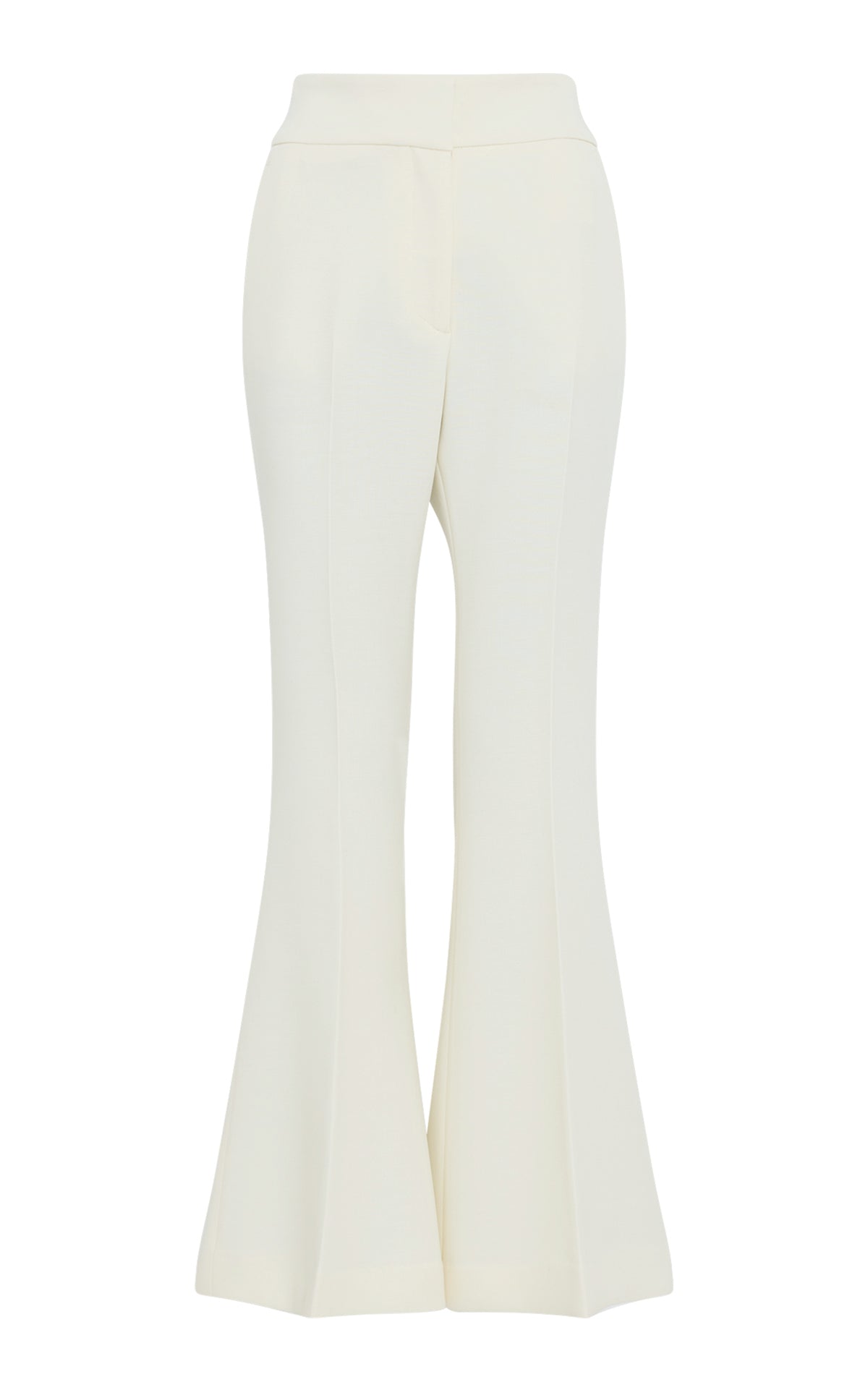 Marsh Flare Cropped Pants for Women - Ivory Wool Crepe High Waist Trousers | Office Wear, Business Casual, Fall Winter Fashion