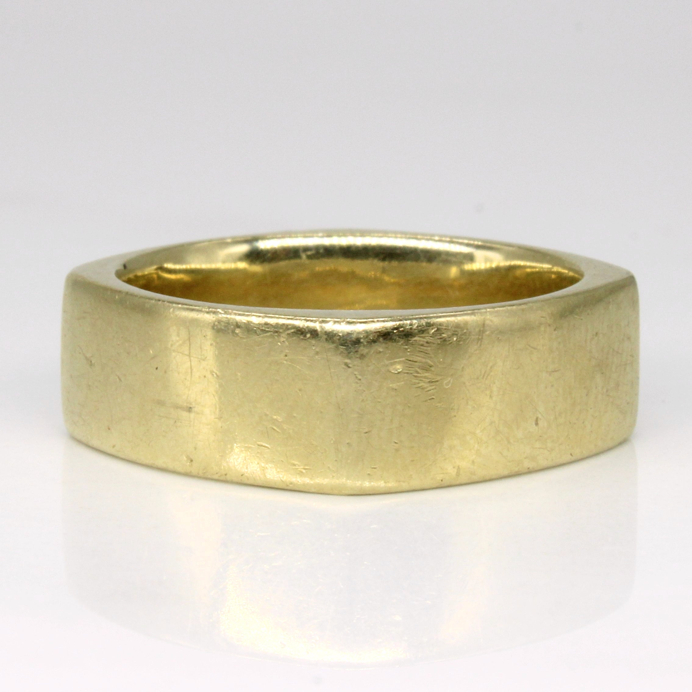 18K Yellow Gold Soft Square Ring for Women - Size 9 | Elegant Minimalist Stackable Band for Everyday Wear, Anniversary & Wedding Gift