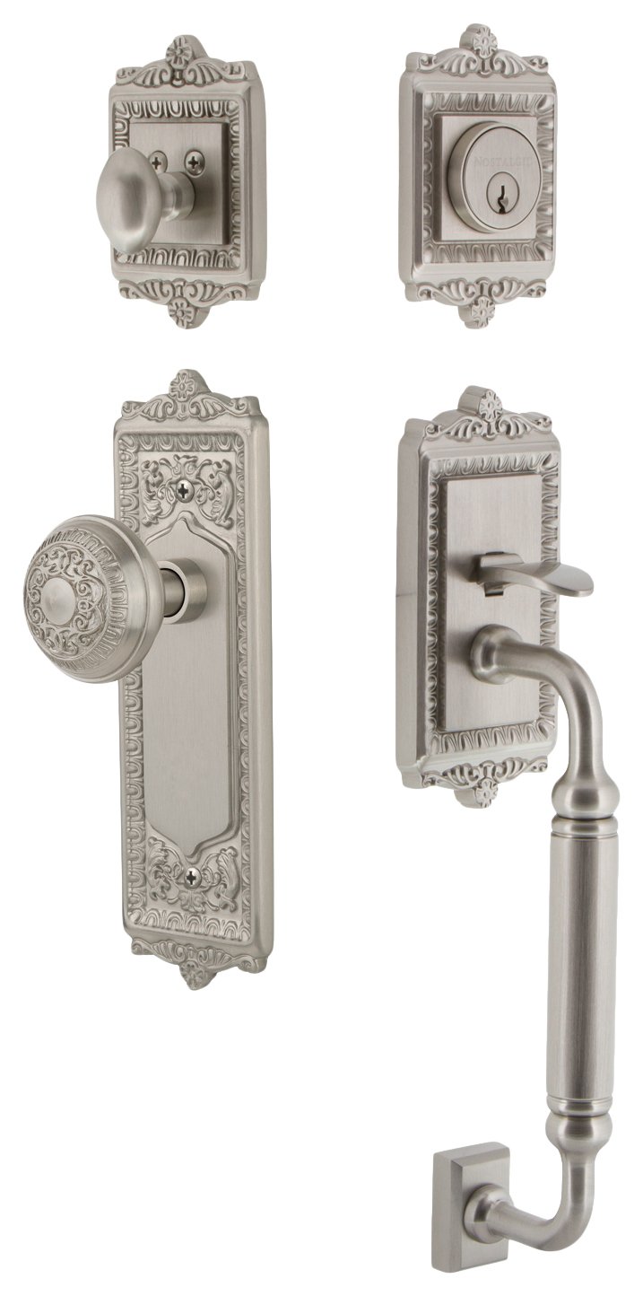 Nostalgic Warehouse 733308 Egg and Dart C Grip Entry Door Handle Set & Knob, 2.375