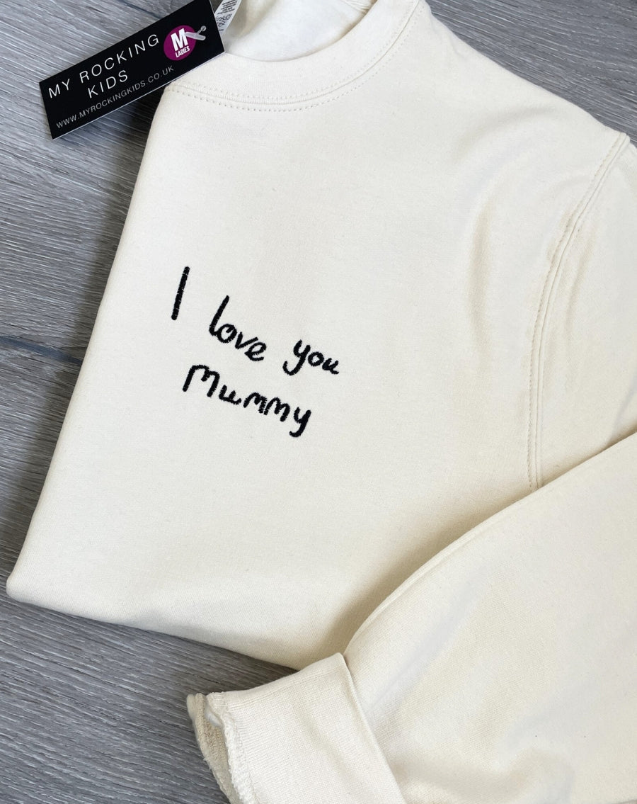 Custom Embroidered Sweatshirt with Handwriting Design - Personalized Hoodie for Gifts, Couples & Family - Perfect for Anniversaries, Birthdays and Special Occasions