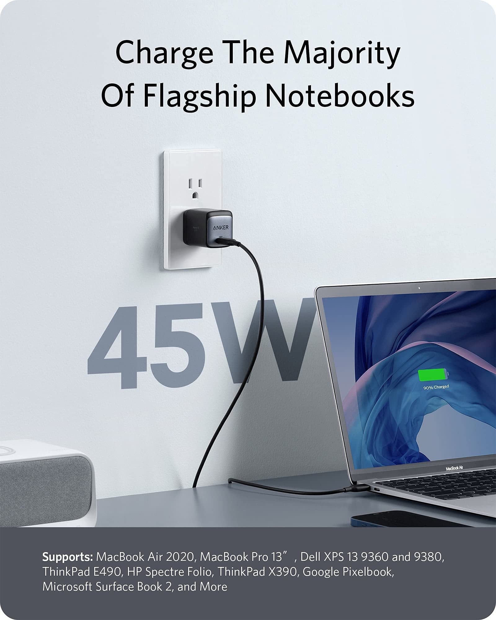 Anker 45W USB C GaN II PPS Fast Charger, Compact Foldable Power Adapter for MacBook Pro, Galaxy S23, iPhone 15, Steam Deck - Perfect for Travel, Office & Home Use