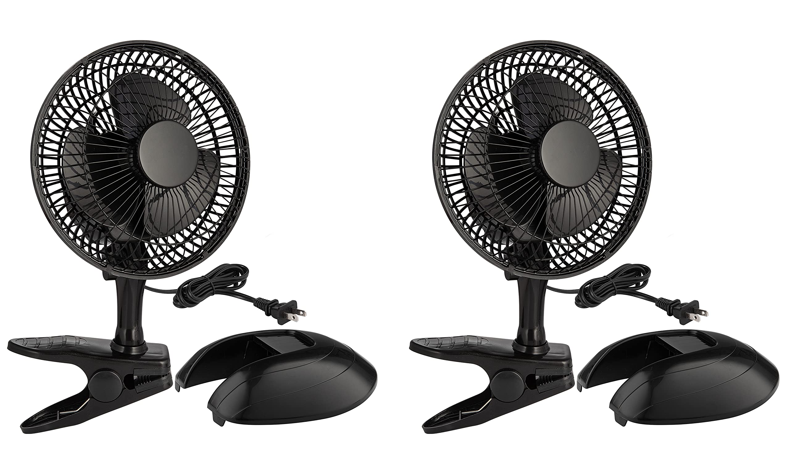 RamPro 6 Inch Portable Clip on Desk Fan - Small, Quiet Plug In Personal Cooling Fan with 2 Speed Settings & Adjustable Tilt - Perfect for Home, Office, Bedroom, Dorm (Black, 2 Pack) - Stay Cool While Working, Studying or Sleeping