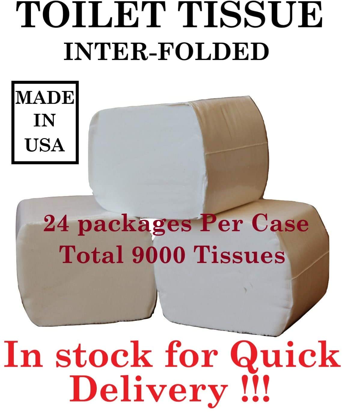 Interfold Bathroom Tissue - Bulk Pack of Pre-Cut Toilet Paper Sheets (Not Rolls) | Soft & Absorbent for Home, Office & Travel Use