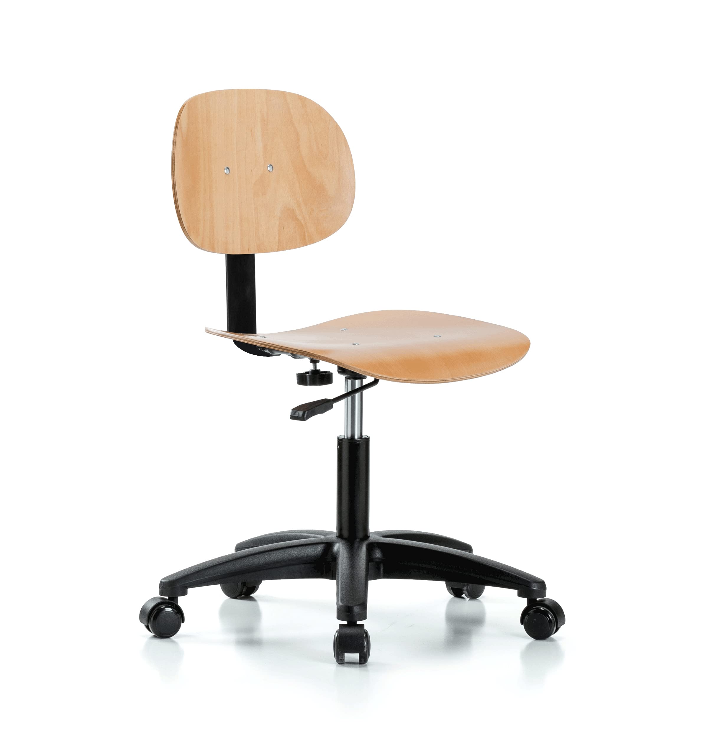 Ergonomic Perch Wood Rolling Pneumatic Chair - Adjustable Backrest & Seat Height for Hardwood or Tile Floors - Office Desk Chair with Smooth Casters - Perfect for Home Office, Gaming & Workspace Use