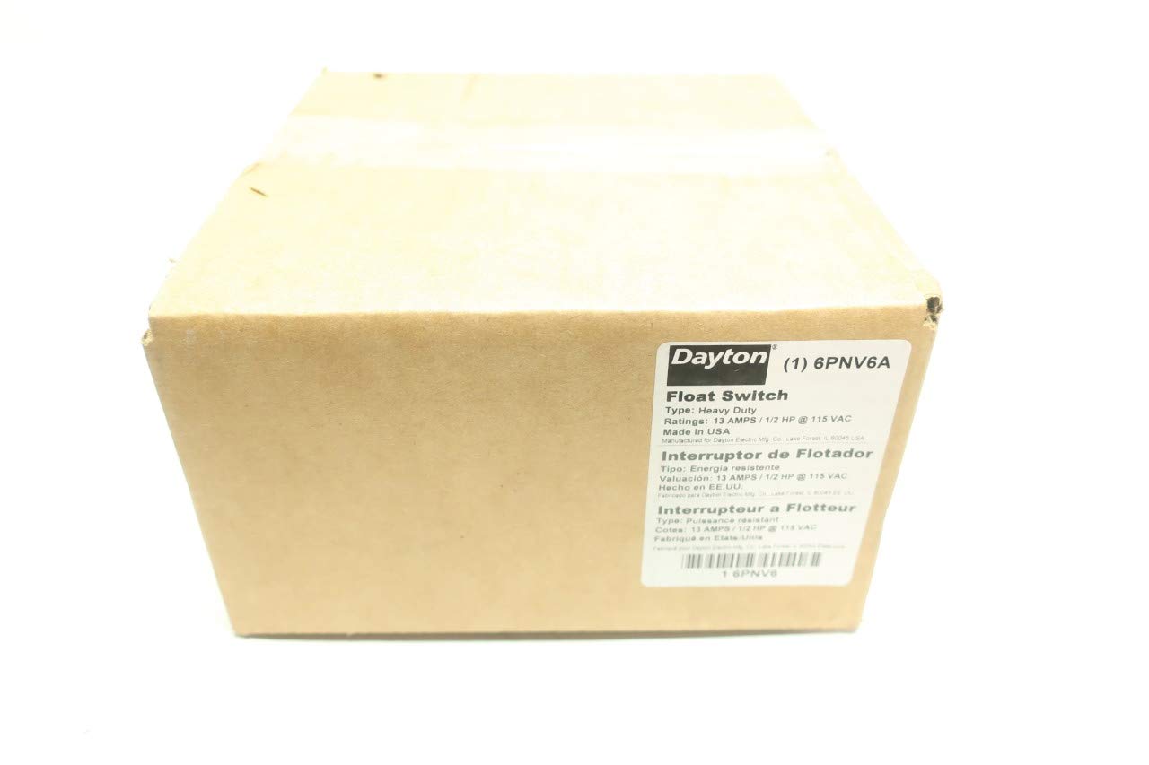 6PNV6A Float Switch - 1/2HP, 10FT Cable, 115V AC - Water Level Control for Sump Pumps, Basement Drainage, Aquariums & Industrial Tanks