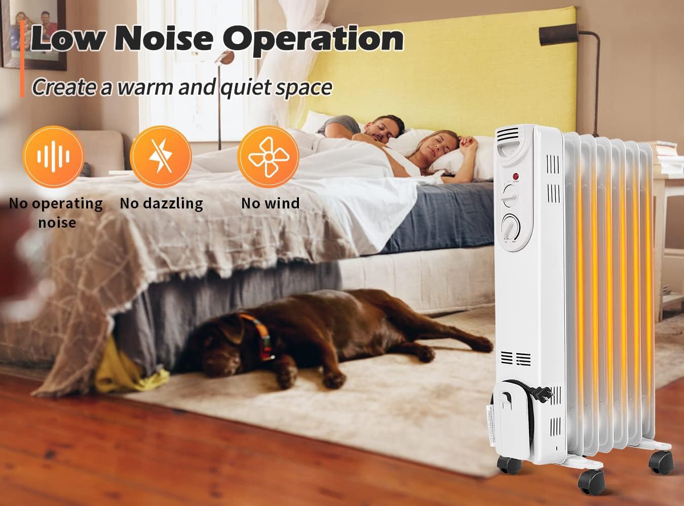 ARLIME 1500W Oil Filled Radiator Heater with Thermostat - 3 Heat Settings, Overheat & Tip-Over Protection - Energy Efficient Space Heater for Bedroom, Office, Living Room - Quiet Electric Heater for Winter Indoor Use