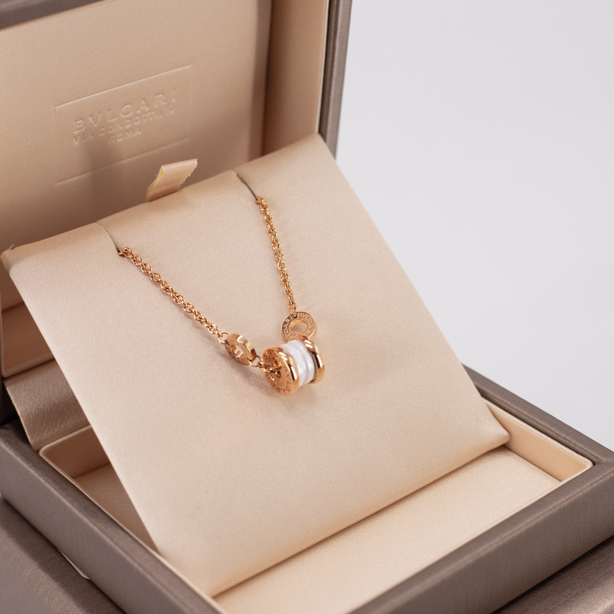 Bvlgari B.Zero1 Mini Pink Gold White Ceramic Bracelet for Women - Luxury Italian Jewelry Gift for Anniversary, Birthday & Special Occasions