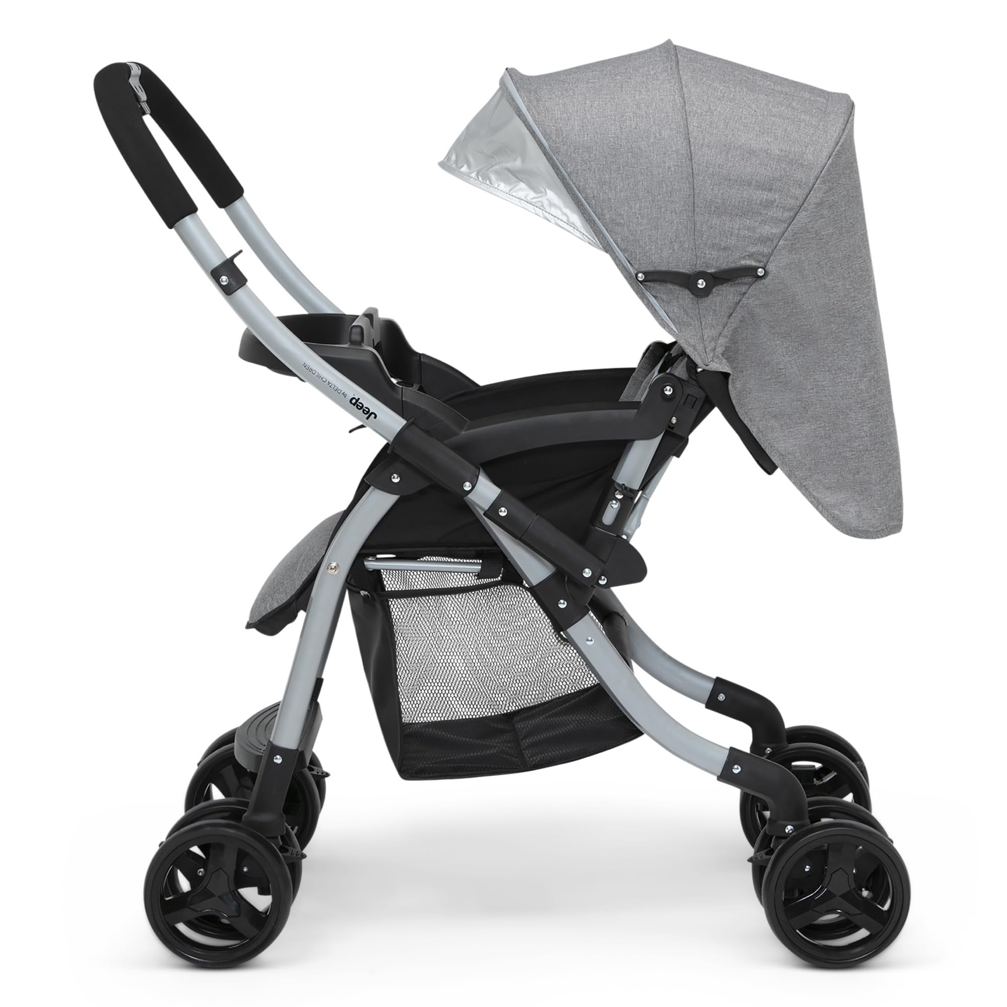 Jeep Unlimited Reversible Handle Stroller - Grey Tweed Baby Stroller with Adjustable Seat | Perfect for Newborns, Toddlers & Travel | Lightweight Compact Design for Shopping, Park Walks & Airplane Travel