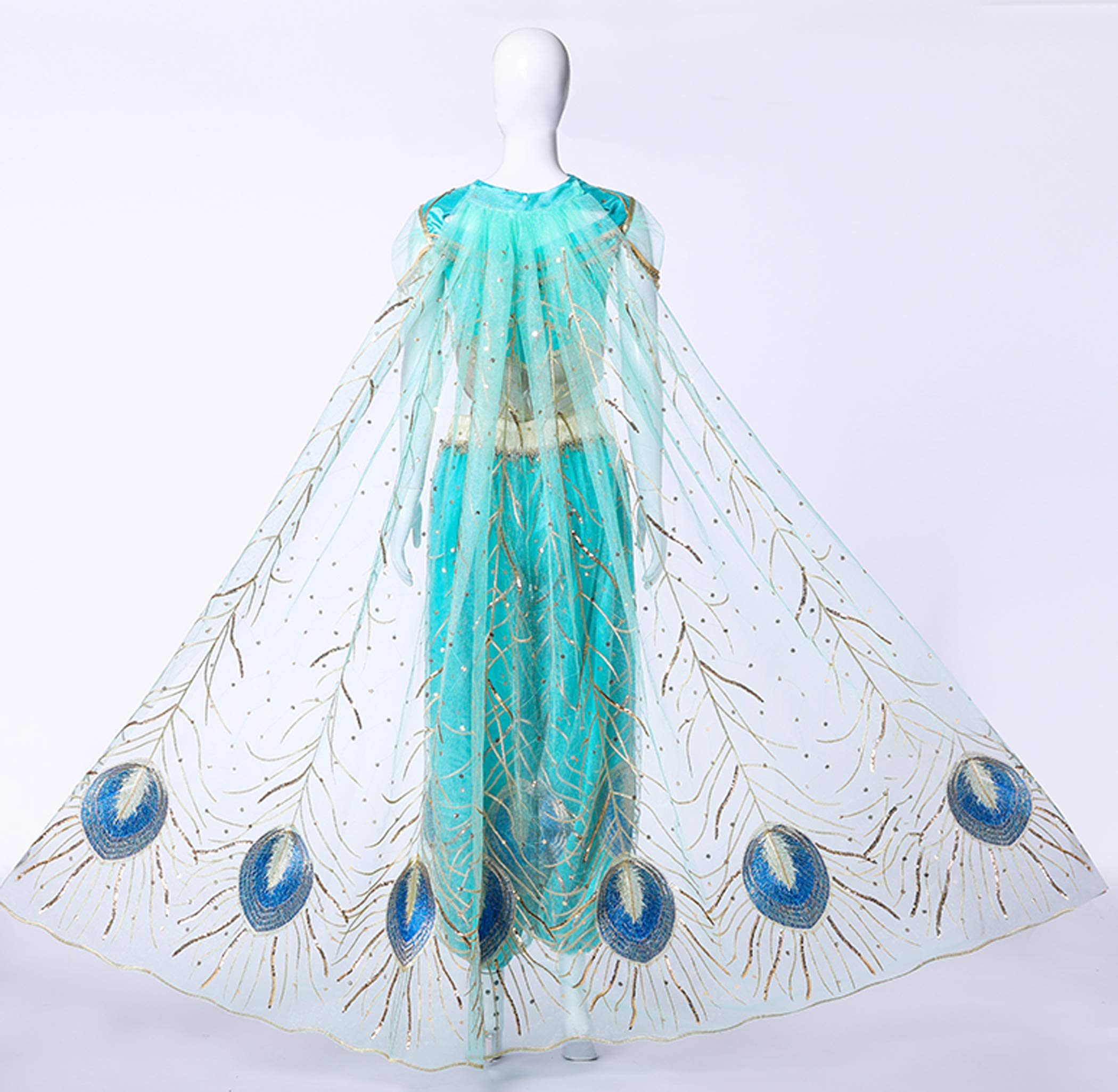Peacock Belly Dance Costume for Women & Girls - Elegant Princess Fancy Dress for Cosplay, Halloween & Performance