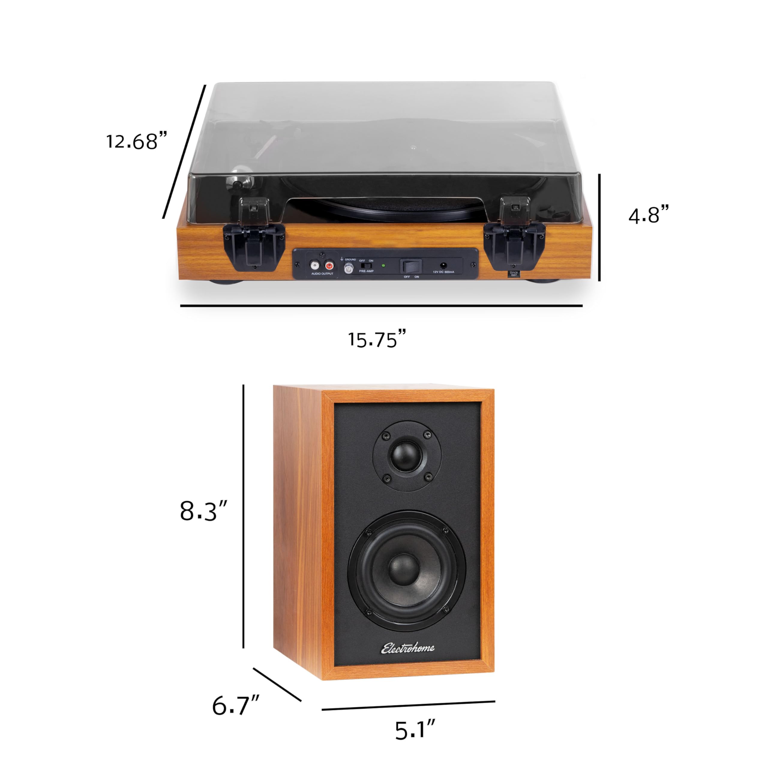 Electrohome Montrose Upgradable Vinyl Record Player with Bluetooth Bookshelf Speakers - 1