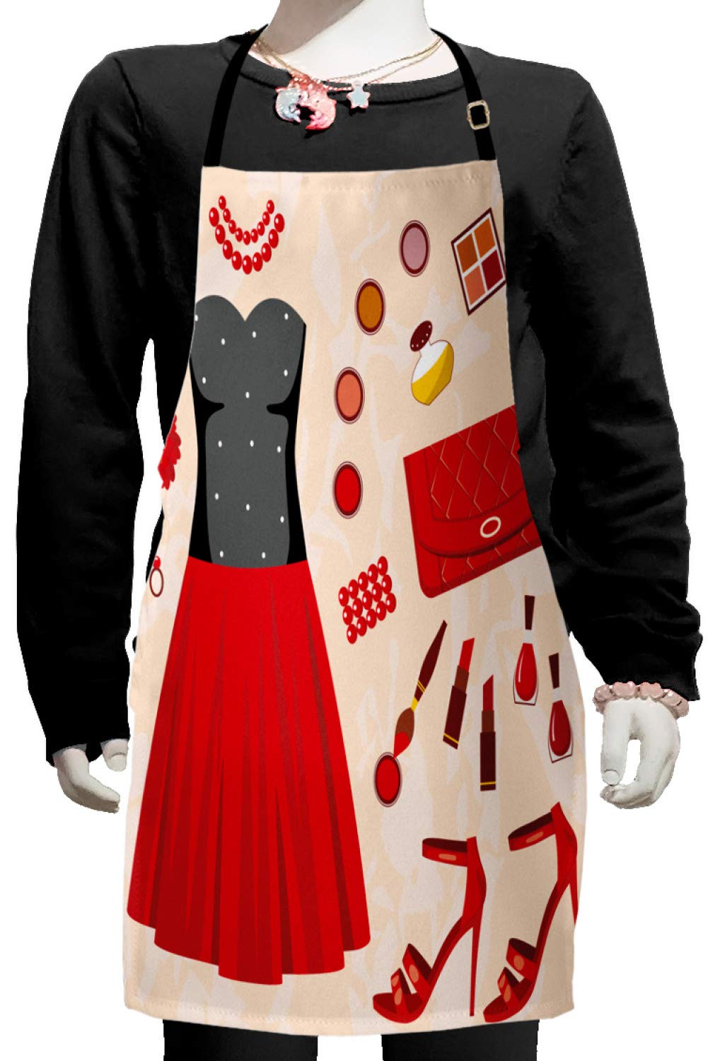 Ambesonne Adjustable Apron for Baking & Painting - Small Multicolor Party Dress Pattern - Perfect for Cooking & Cosmetics