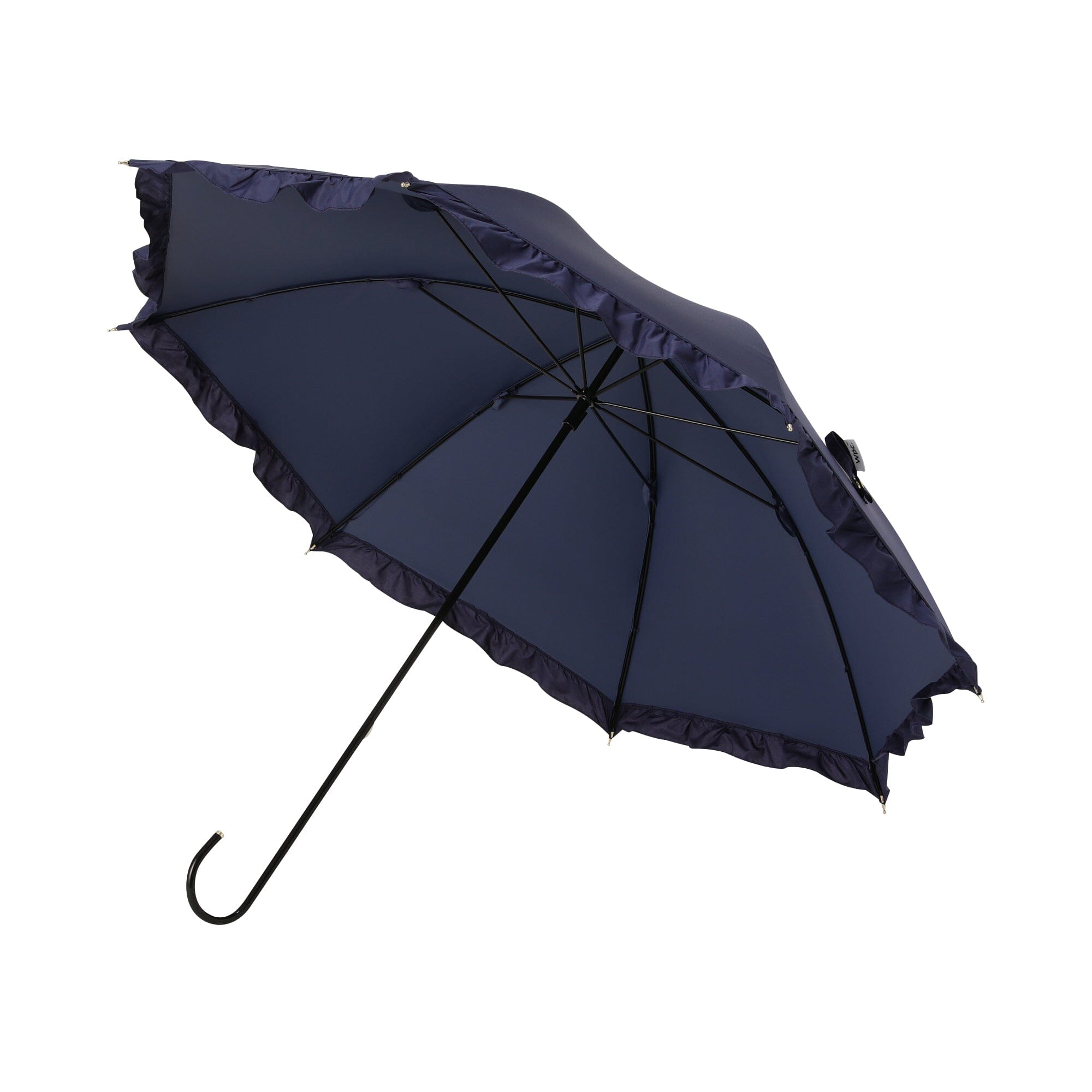Classic Frill Long Umbrella Navy Blue - Waterproof Windproof Travel Umbrella for Women & Men - Perfect for Rainy Days, Commuting, and Outdoor Activities