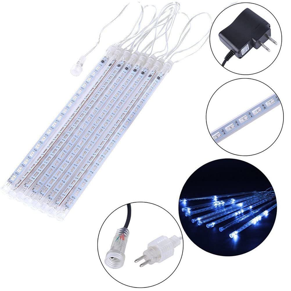 Loveboat Blue Rain Drop Lights - 8 Tubes 30cm 144 LEDs Meteor Shower Falling LED Tree Cascading String Lights for Outdoor Christmas, Wedding, Party, Garden & Holiday Decorations | Perfect for Patio, Backyard, Landscape and Special Events Lighting