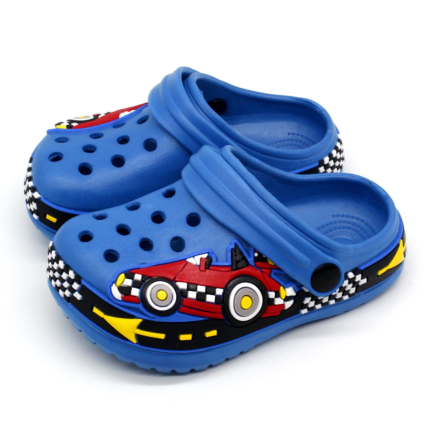**FolHaoth Toddler Clogs - Cute Cartoon Excavator & Racecar EVA Slip-On Sandals for Boys & Girls | Lightweight, Breathable, Non-Slip | Indoor, Outdoor, Beach, Pool & Shower Shoes**    *(Use for playtime, beach trips, poolside fun, or quick indoor/outdoor adventures!)*