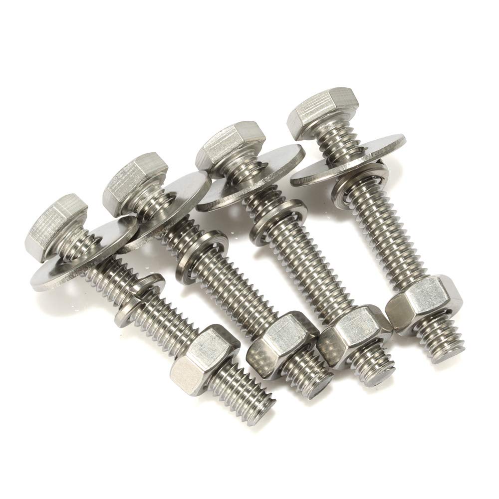 18-8 Stainless Steel Hex Head Bolts with Nuts & Washers - 8 Sets for DIY & Construction
