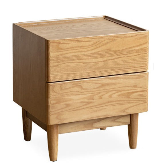 Solid Oak and Ash Wood White Wax Nightstand - Small Bedside Table for Bedroom, Living Room, or Nursery | Rustic Modern Home Decor