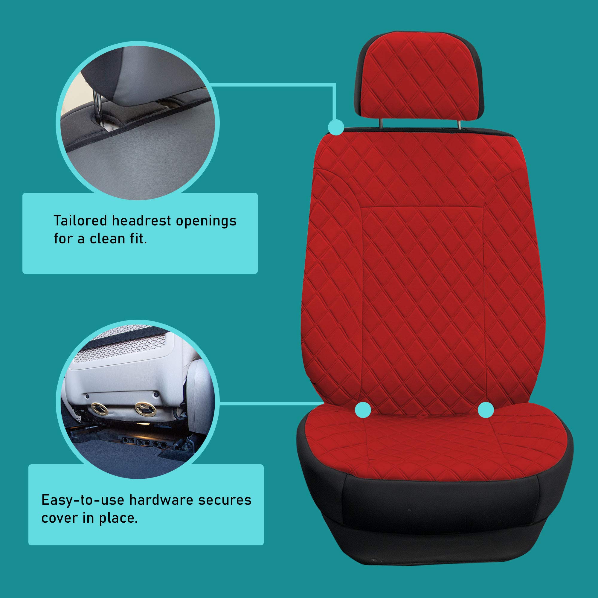 FH Group Neosupreme Universal Low Back Car Seat Covers - Removable Headrest, Airbag Compatible for SUV, Van, Truck - Premium Blue Seat Protectors for Comfort & Style - Perfect for Daily Commute, Road Trips & Family Travel