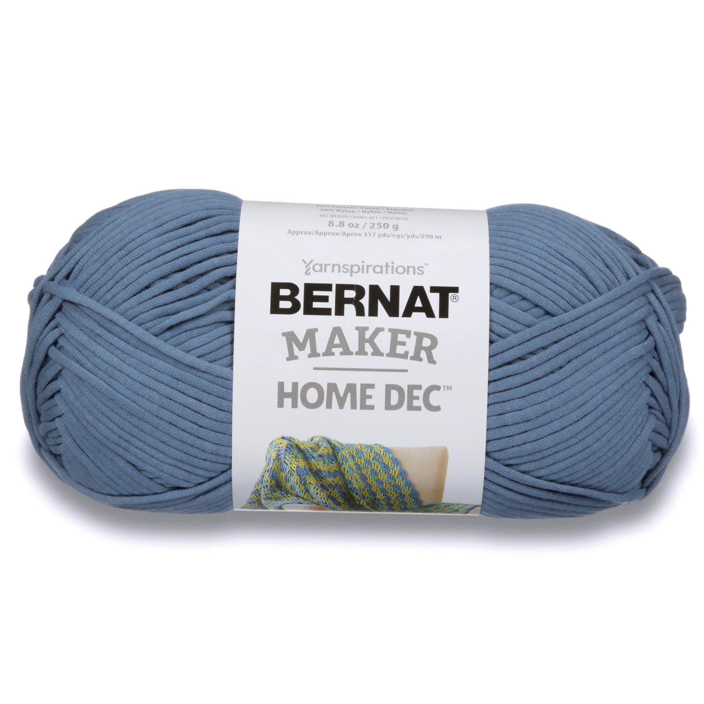 Bernat Maker Home Dec Yarn - 8.8oz Bulky Chunky Yarn (Gauge 5) - Steel Blue - Perfect for Knitting, Crocheting, and DIY Home Decor Projects