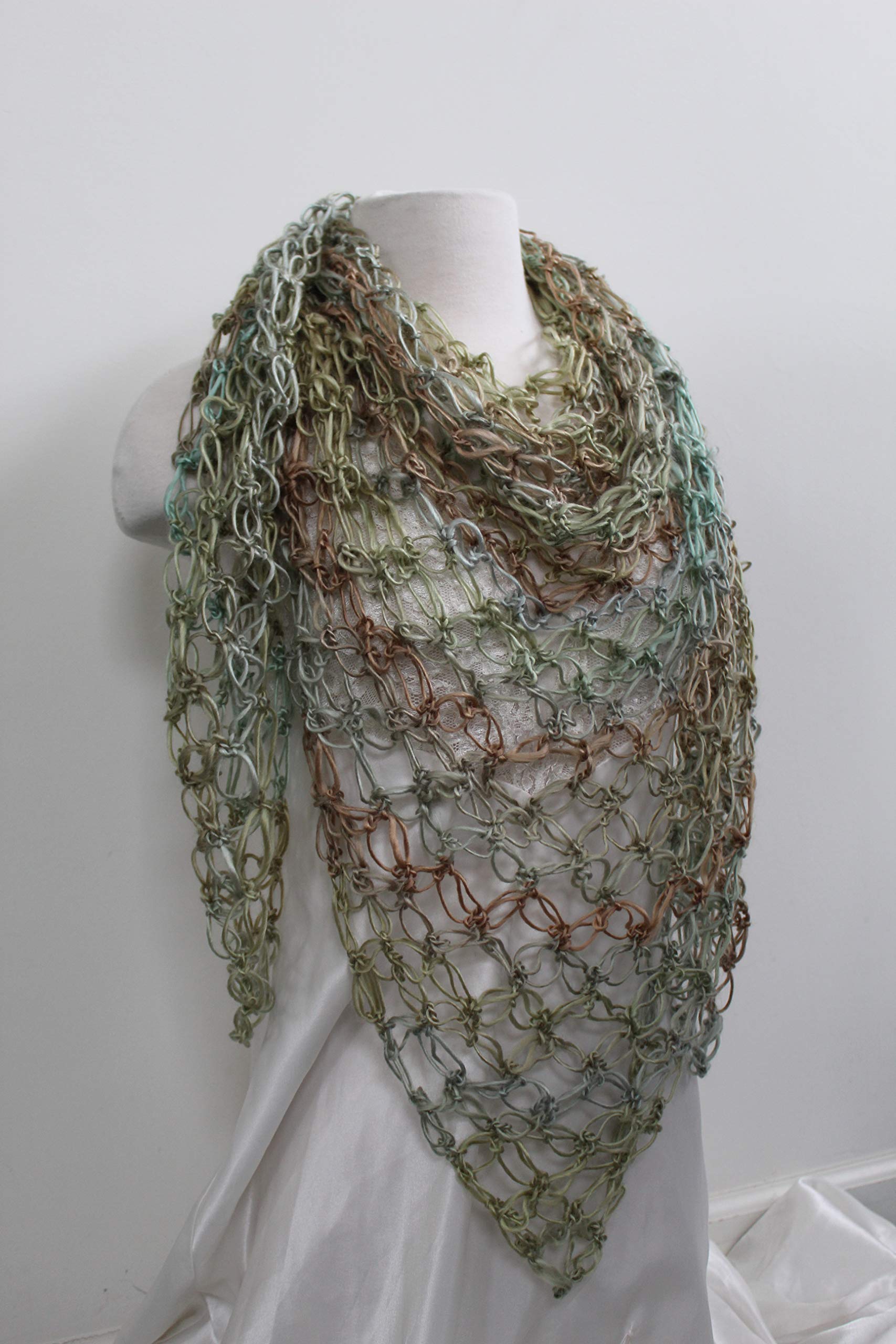 Mermaid Shawl Triangle Scarf - Soft Boho Wrap in Sage Green & Beige for Women | Perfect for Beach Cover-Up, Festival Fashion & Layering Outfits