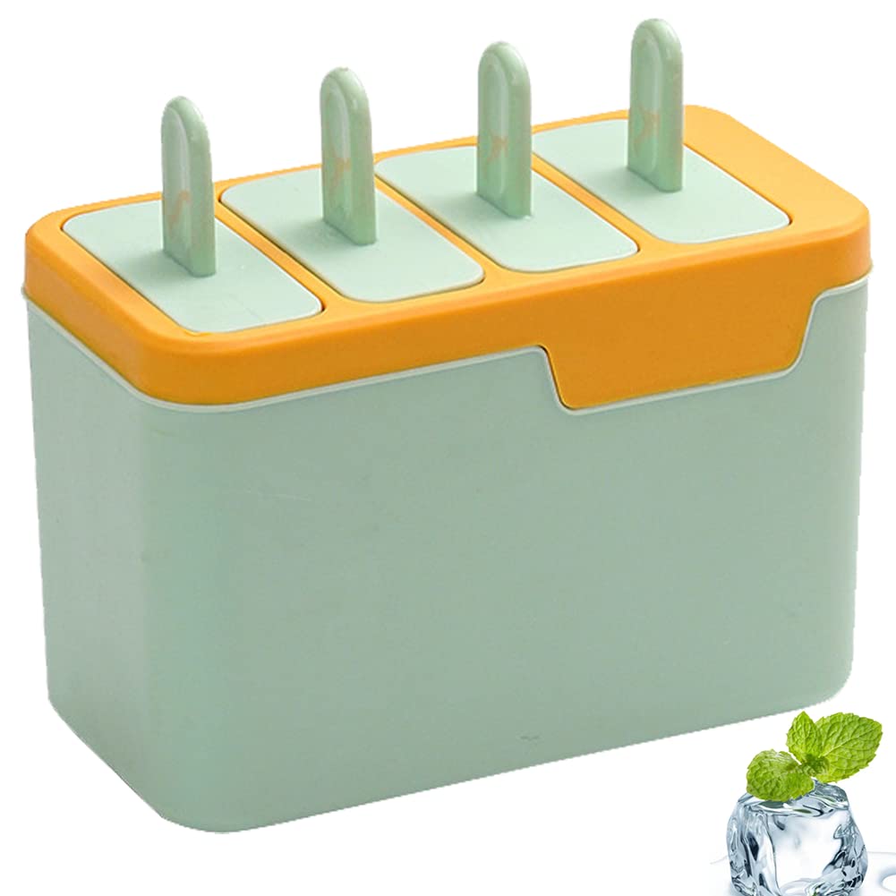 Best Reusable Popsicle Molds for Adults - 4 Pack Eco-Friendly Ice Pop Makers with Lids (Green) - Perfect for Summer Treats, Healthy Snacks & DIY Frozen Desserts at Home