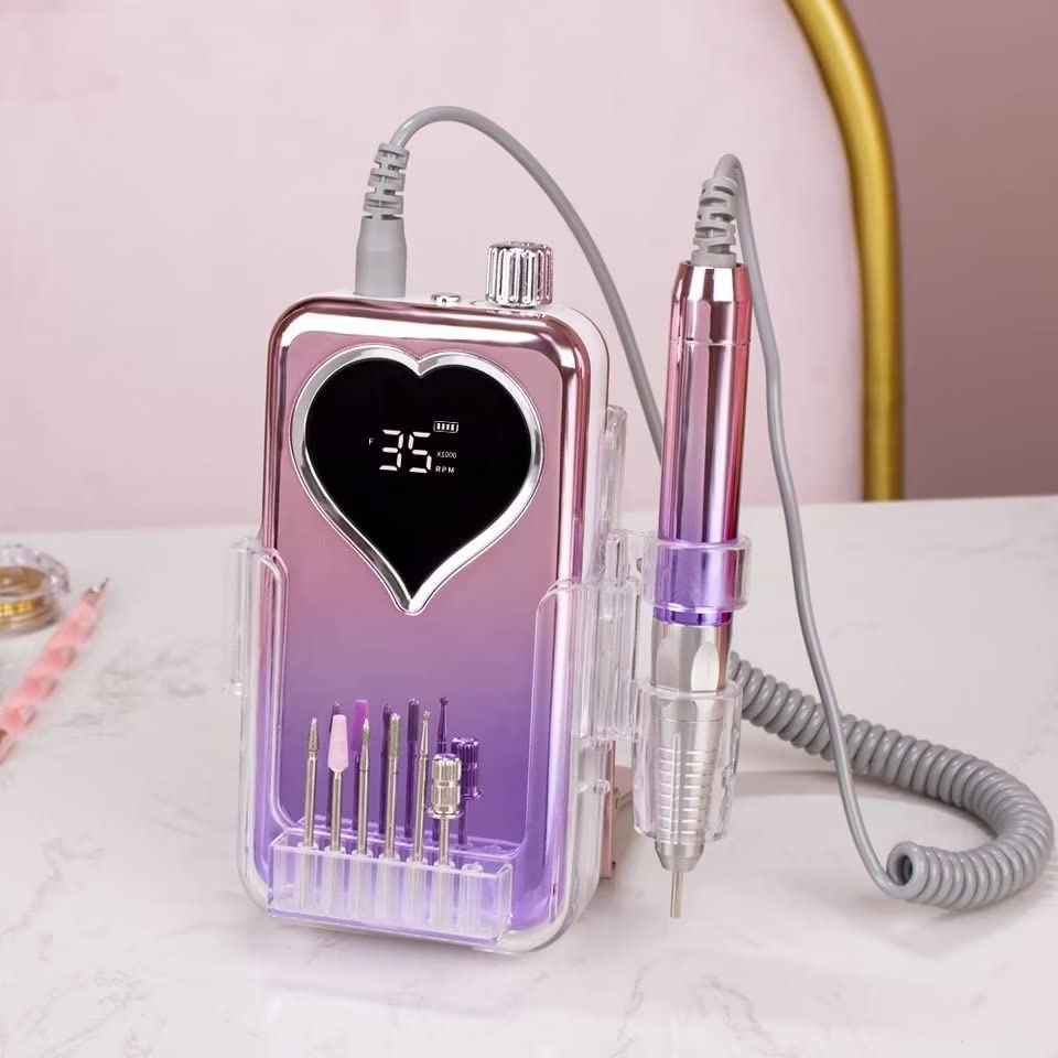 Professional 35000RPM Rechargeable Brushless Nail Drill Machine - Portable Electric Nail Polisher with Bright Gradient Colors | Perfect for Home Manicures, Salon Nail Art & DIY Gel Polish Removal