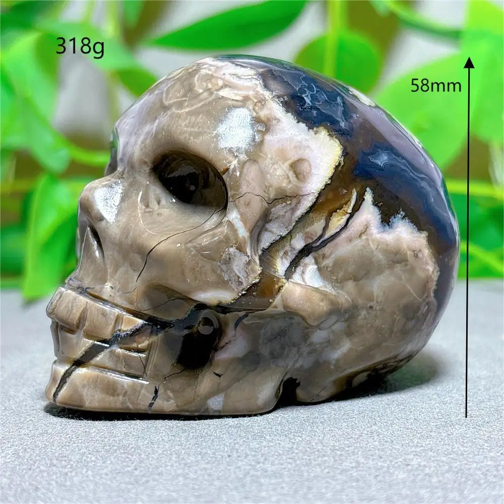 Natural Volcano Agate Skull Crystal - Healing Quartz Stone for Meditation, Spiritual Energy & Halloween Decor - Unique Mineral Specimen Gift for Collectors & Crystal Enthusiasts (Perfect for Home Altar, Yoga Space & Gothic Decor)