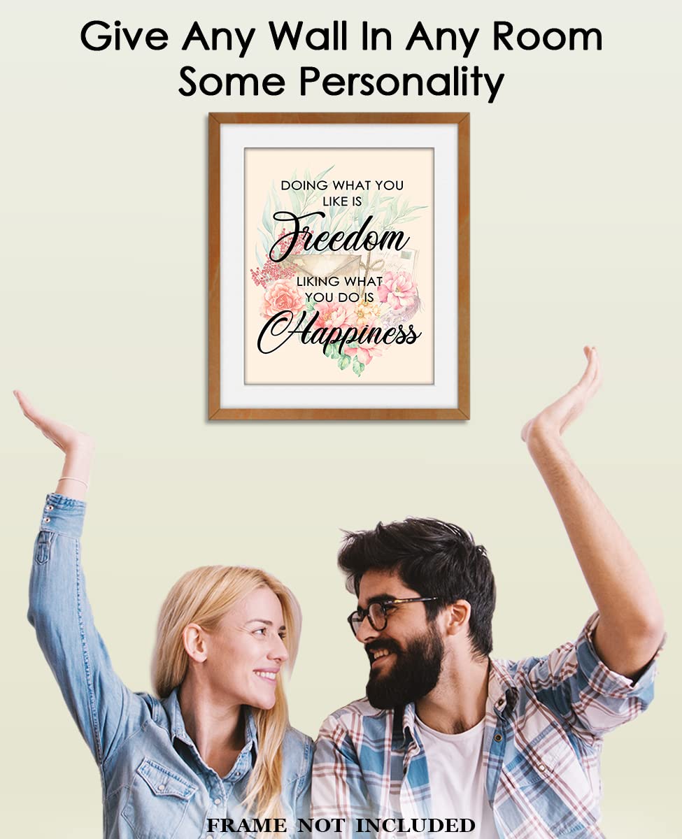 Inspirational Wall Art Poster - 'Doing What You Like is Freedom' 8x10 Motivational Office Decor for Men, Women & Kids | Positive Affirmation Wall Decor for Home, Office & Classroom
