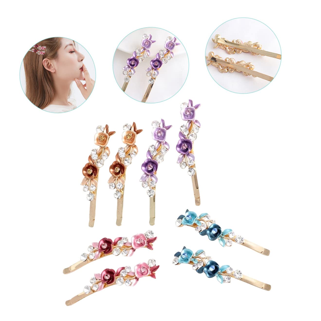 Elegant Rhinestone Hair Clips for Women - Flower Hair Barrettes for Party & Wedding
