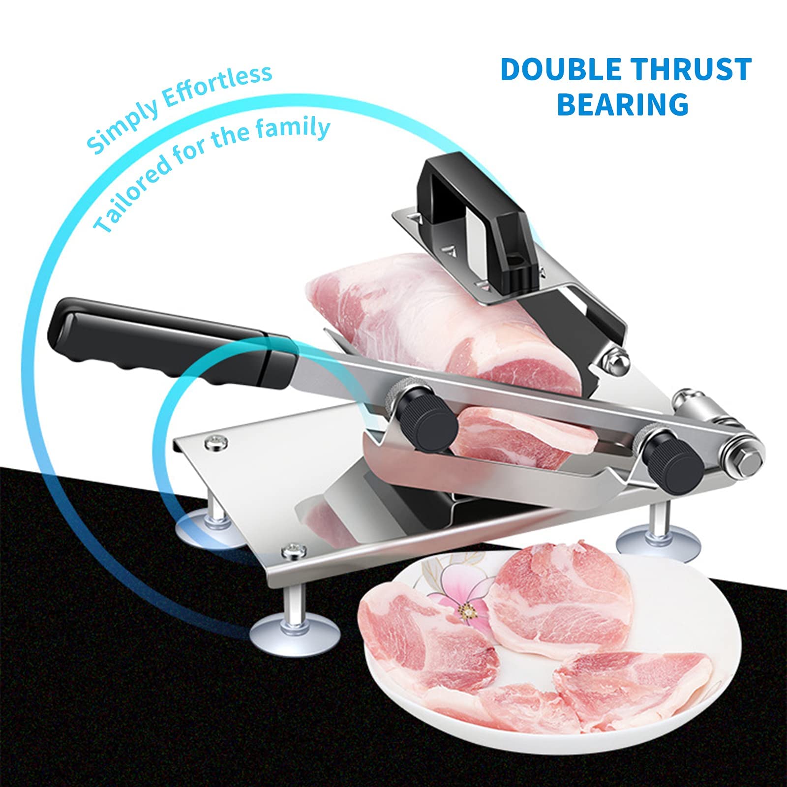 Stainless Steel Manual Frozen Meat Slicer - Kitchen Food Slicer for Beef, Bread, Cheese, Fruits & Vegetables - Perfect for Home Cooking, Hot Pot, Shabu Shabu & Korean BBQ