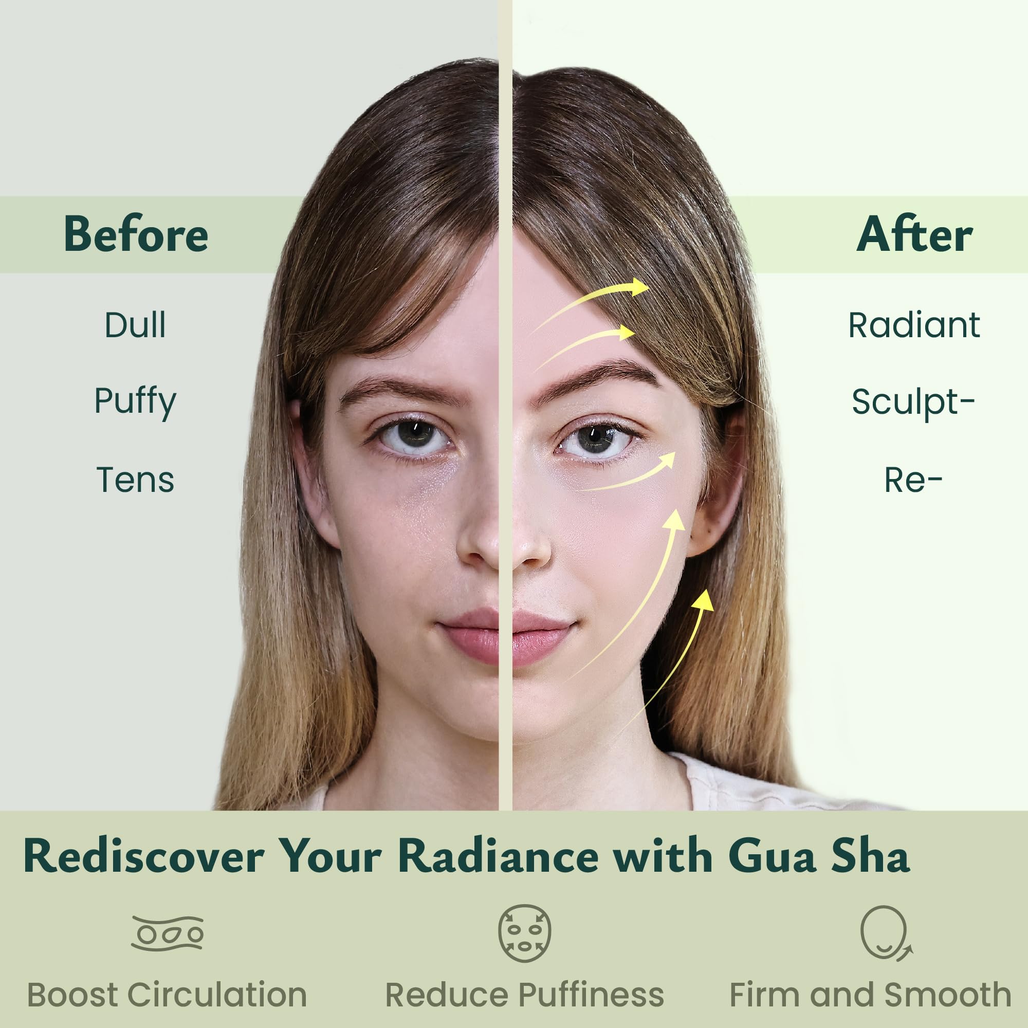 Rena Chris 4 Pcs Gua Sha Facial Massage Tool Set - Green Jade Stone Scraping Board for SPA, Acupuncture Therapy & Trigger Point Relief - Perfect for Facial Rejuvenation, Neck Massage & Body Relaxation at Home