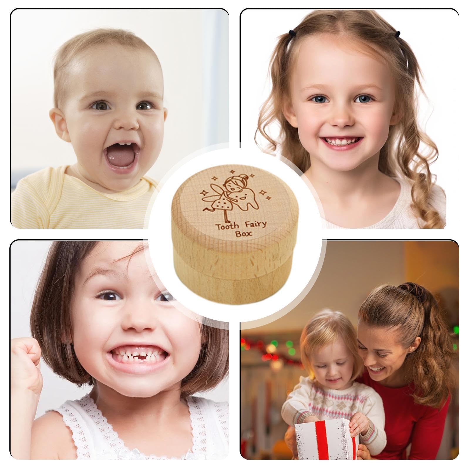 Wooden Baby Tooth Keepsake Box - First Tooth Memory Box for Boys & Girls, Fairy Tooth Holder, Unique Baby Shower & Birthday Gift - Perfect for Nursery Decor & Childhood Milestone Preservation