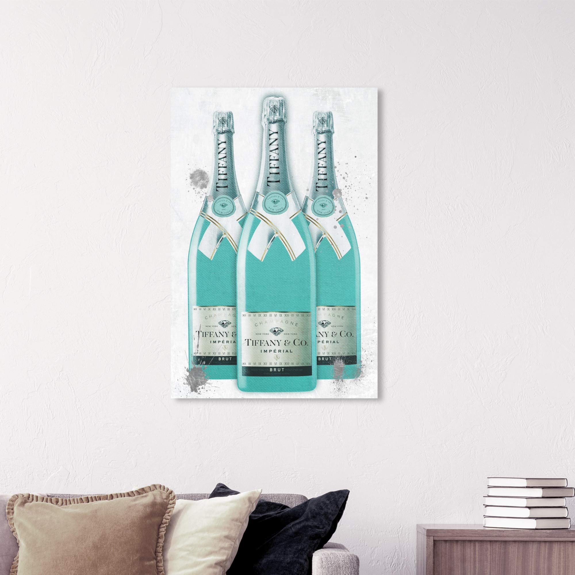 Oliver Gal Artist Co. Fashion & Glam Wall Art Canvas Print - 'Diamonds & Bubbles Champagne' Decor for Living Room, Bedroom & Office | Luxury Home Decor & Gift Idea
