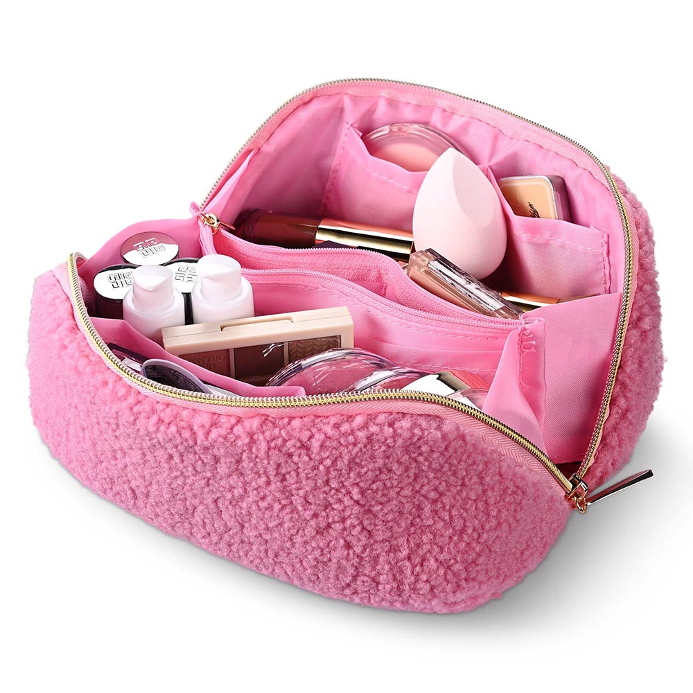 TheLAShop Large Cosmetic Bag with Compartments - Waterproof Makeup Brush Organizer & Travel Toiletry Case for Women | Perfect for Travel, Home Storage & Salon Use