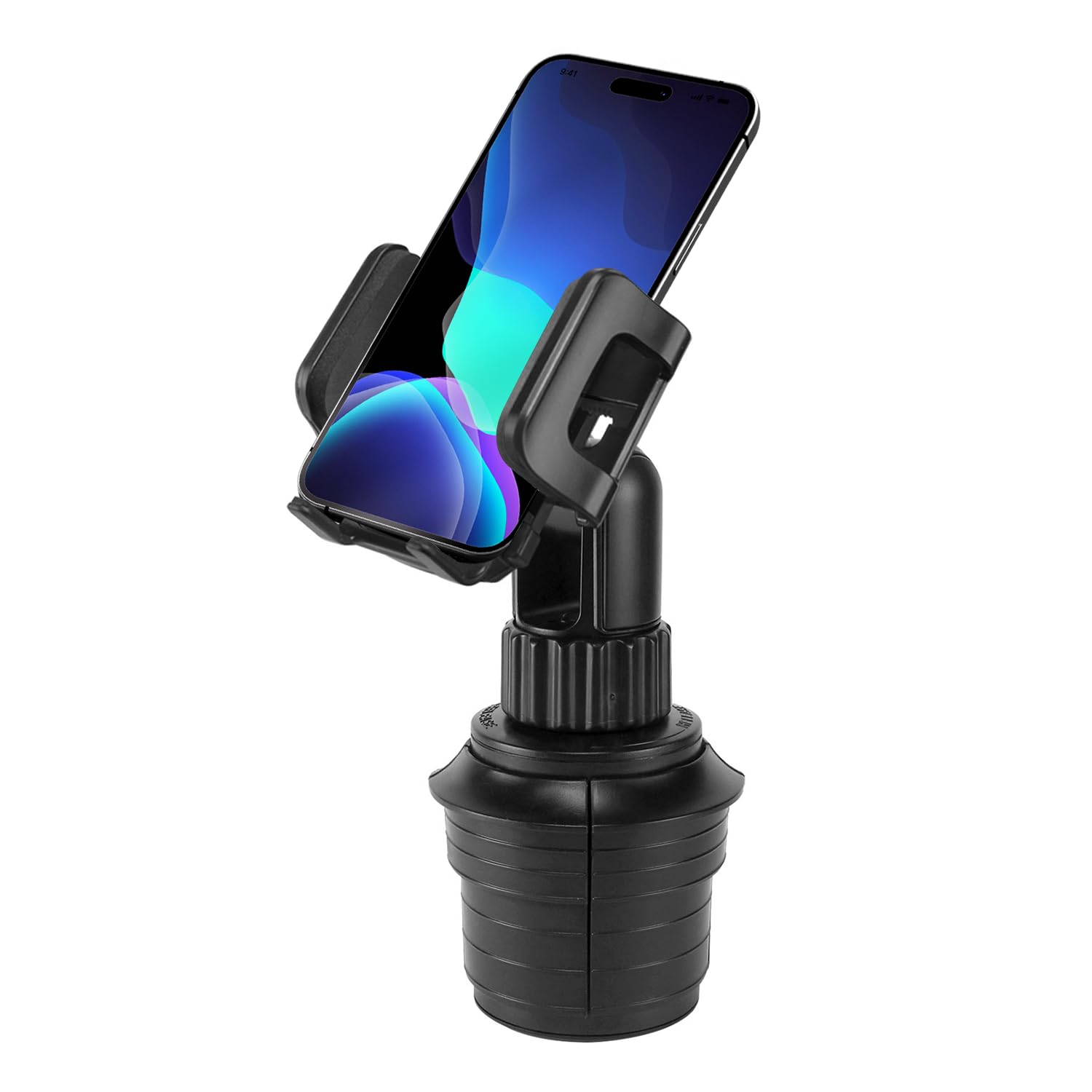 Universal Adjustable Car Cup Holder Phone Mount - Compatible with iPhone, Samsung, Moto & Google Pixel - Perfect for Hands-Free Navigation & Safe Driving
