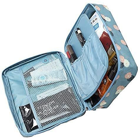 LAAYO Travel Portable Cosmetic Makeup Case Organizer Bag - Smart Storage for Women's Makeup Brushes, Toiletries & Beauty Essentials | Fashionable Multicolor Design | Perfect for Travel, Home Organization & Daily Makeup Storage