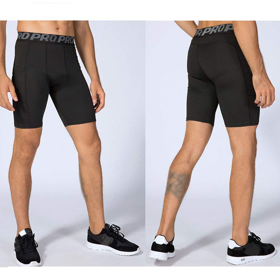 Men's Compression Running Shorts with Phone Pocket - 3 Pack Athletic Gym Yoga Shorts, Cool Dry Workout Underwear for Running, Training & Yoga