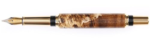 Lanier Baron Fountain Pen - Tennessee Gold Finish - Premium Brown Box Elder Wood - Elegant Writing Instrument for Professionals & Gifts