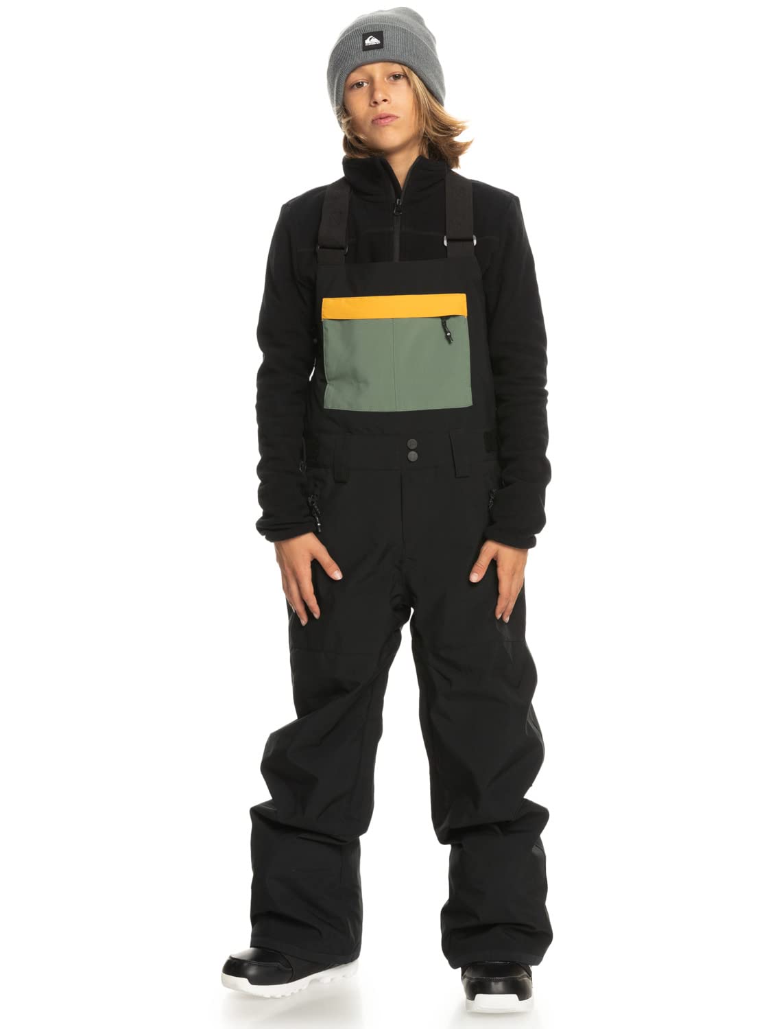 Quiksilver Mash Up Boys' Technical Snow Bib Pants - Waterproof Winter Snowboard Pants for Kids Ages 8-16 - Ideal for Skiing, Snowboarding & Cold Weather Outdoor Activities