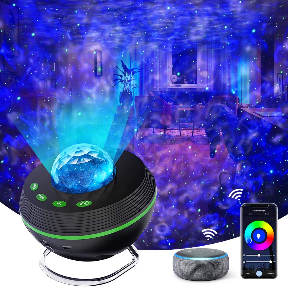 Galaxy Star Projector & Ocean Wave Night Light with Bluetooth Speaker - Smart App Remote Control for Bedroom, Kids Room Decor, Relaxation & Sleep Aid - Perfect Gift for Adults & Children