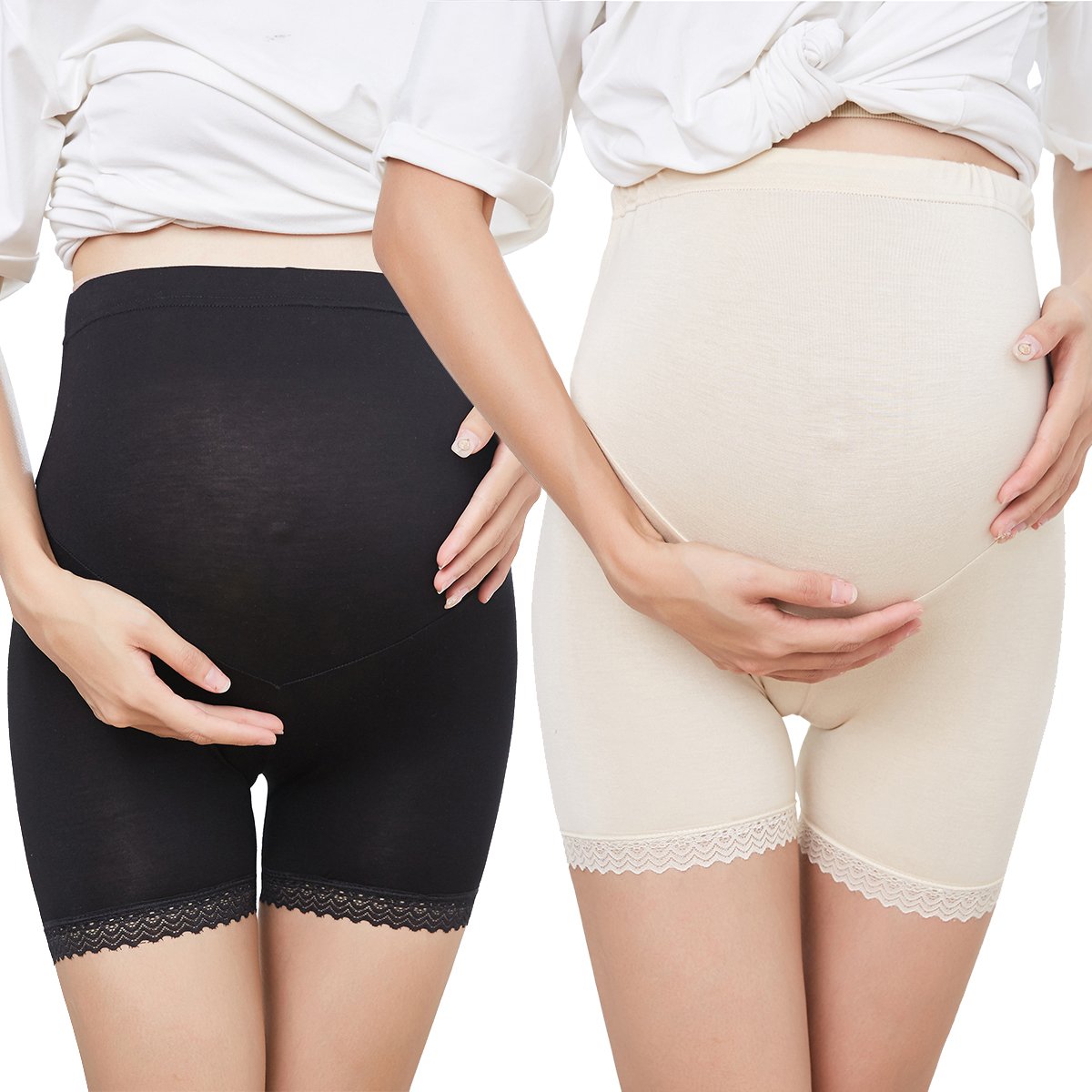 2 Pack Women's Soft & Seamless Maternity Boyshorts - Breathable Belly Support Pregnancy Underwear for Comfort & Postpartum Recovery | Perfect for Everyday Wear, Yoga & Sleeping