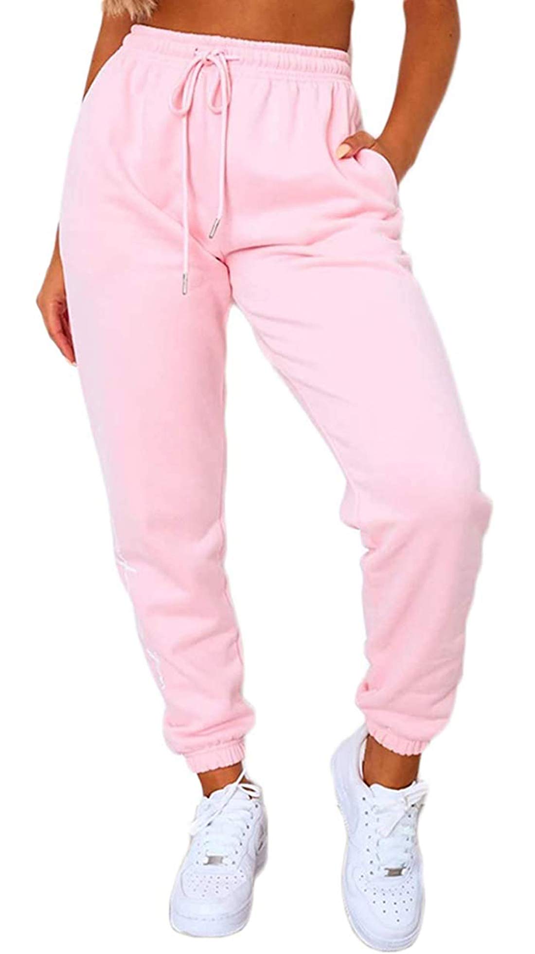Women's High Waist Jogger Sweatpants with Pockets - Soft Athletic Gym Pants for Workout, Yoga & Lounge Wear - Comfortable Cinch Bottom Trousers for Running, Travel & Casual Outfits