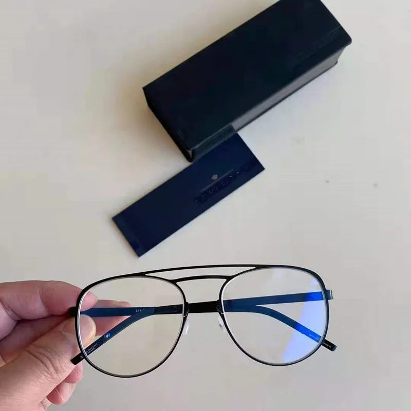 Aimee Unisex Full Rim Oval Double Bridge Titanium Eyeglasses 9617 - Lightweight Durable Frame for Reading, Work & Fashion | Blue Light Blocking Glasses for Computer Use & Daily Wear
