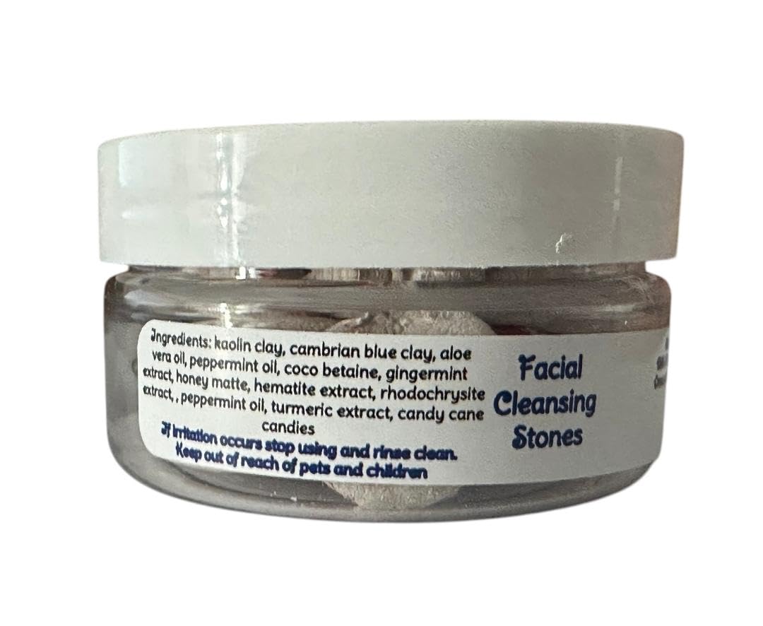 Best Christmas Candy Cane Facial Cleansing Stones for Oily & Acne-Prone Skin - Natural Exfoliating Skincare Gift for Women - Perfect for Holiday Self-Care & Spa Nights