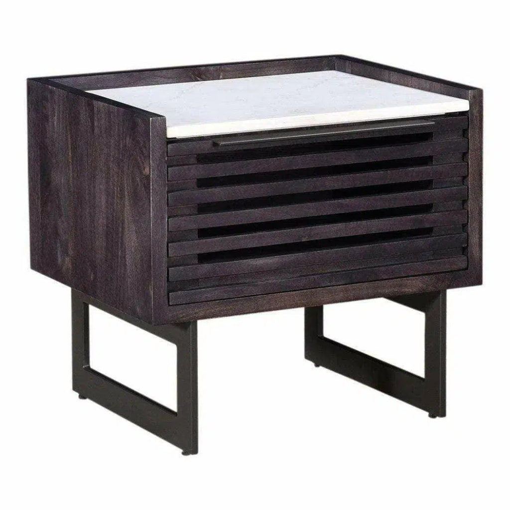 22 Inch Nightstand Dark Grey Contemporary - Modern Bedside Table with Storage for Bedroom, Living Room, or Office
