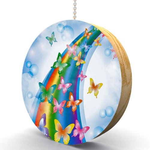 Rainbow Butterfly Cloud Hardwood Oak Ceiling Fan Pull Chain & Light Switch - Perfect for Home, Bedroom, Nursery Decor