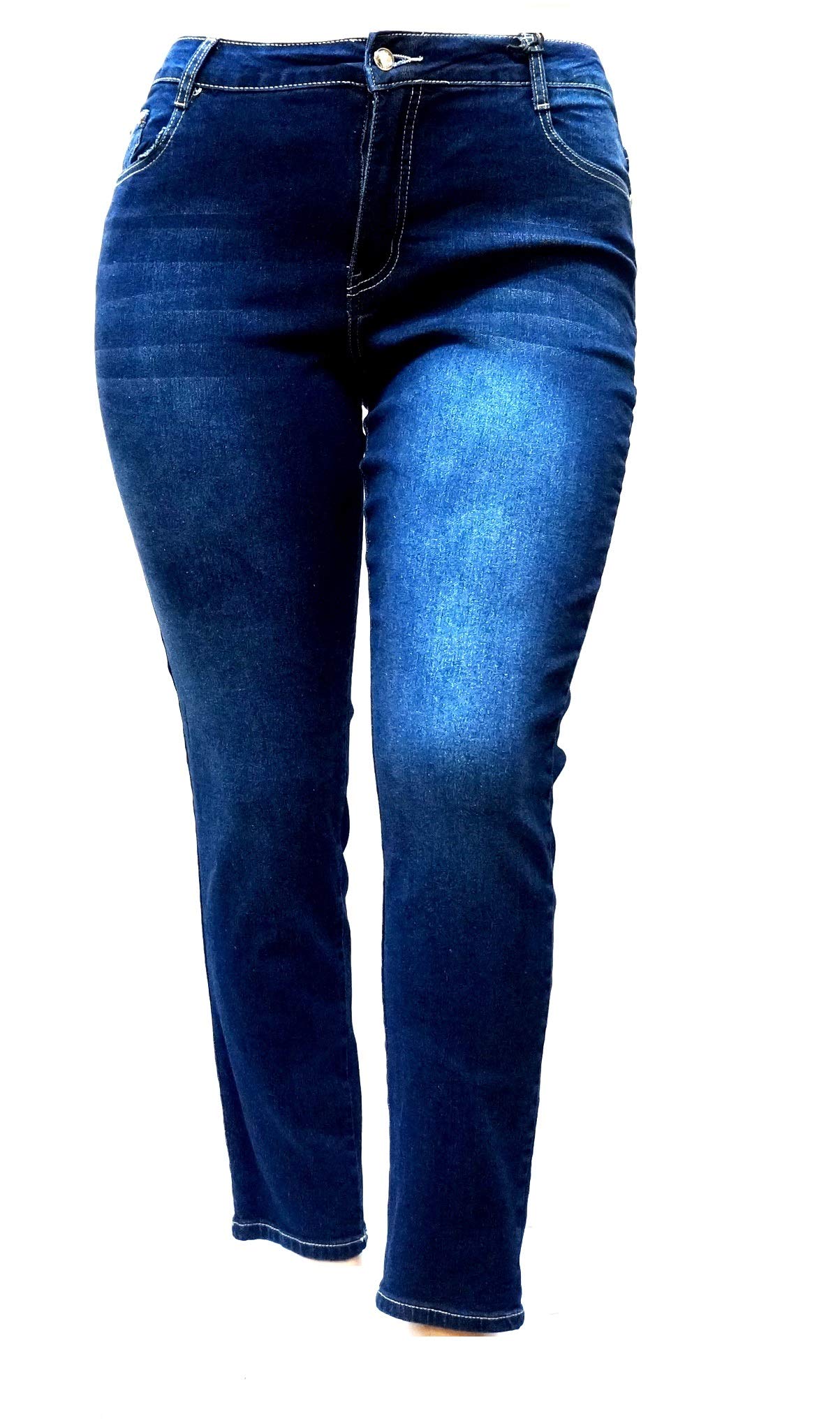 Jack David Women's Plus Size Blue & Black Stretch Denim Jeans - Skinny, Bootcut & Cargo Fit with Flap Pockets | Comfortable & Stylish for Work, Casual & Night Out