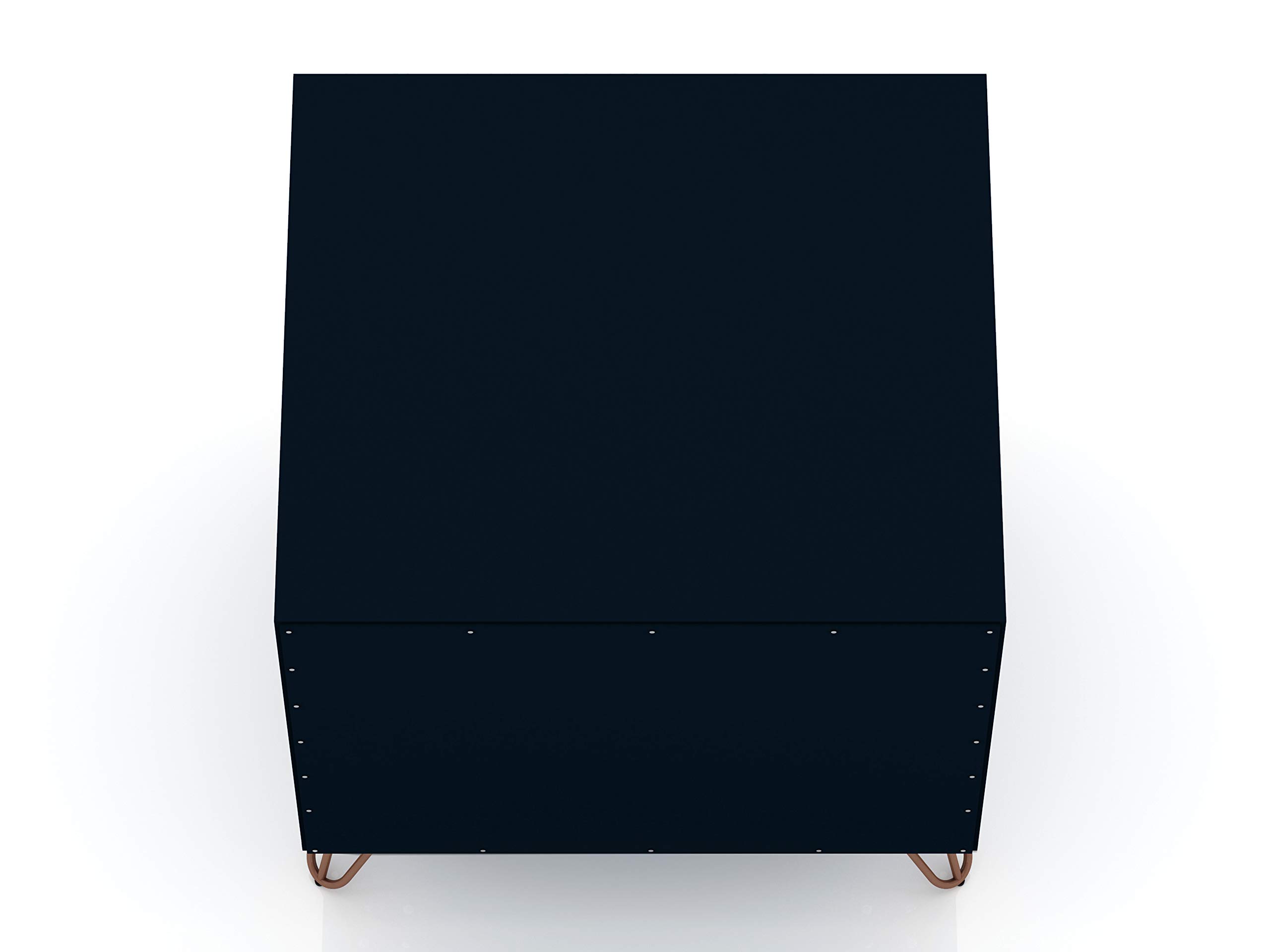 Mid Century Modern Nightstand with Drawer & Cubby - Minimalist Bedside Table for Bedroom & Living Room - Storage Organizer Display Shelf - Midnight Blue - Perfect for Small Spaces & Apartment Decor
