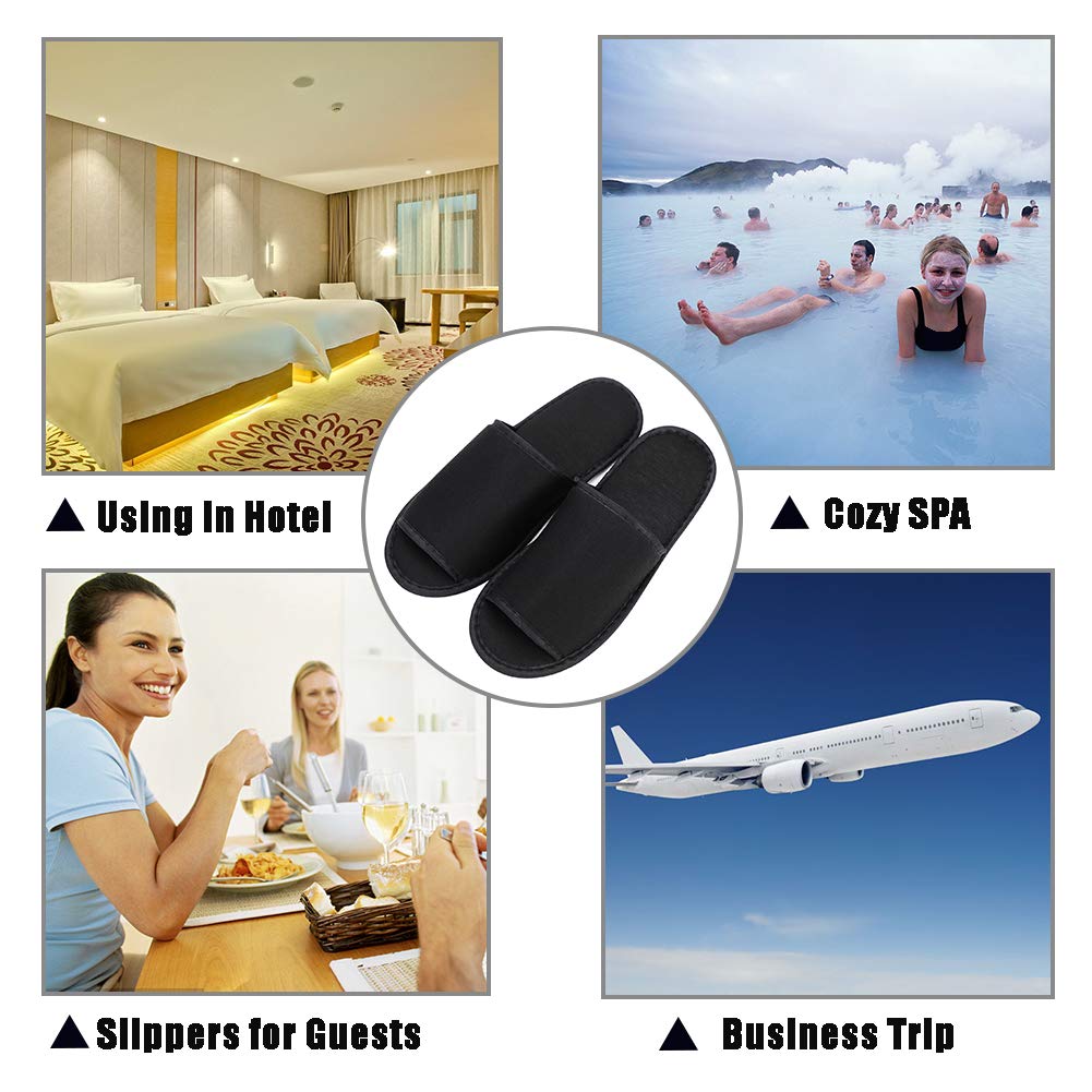 Portable Foldable Travel Slippers - Open Toe Cotton Hotel & Spa Slippers for Men & Women | Non-Disposable Guest House Shoes with Pouch | Perfect for Business Trips, Flights & Indoor Use | Anti-Skid Comfortable Footwear