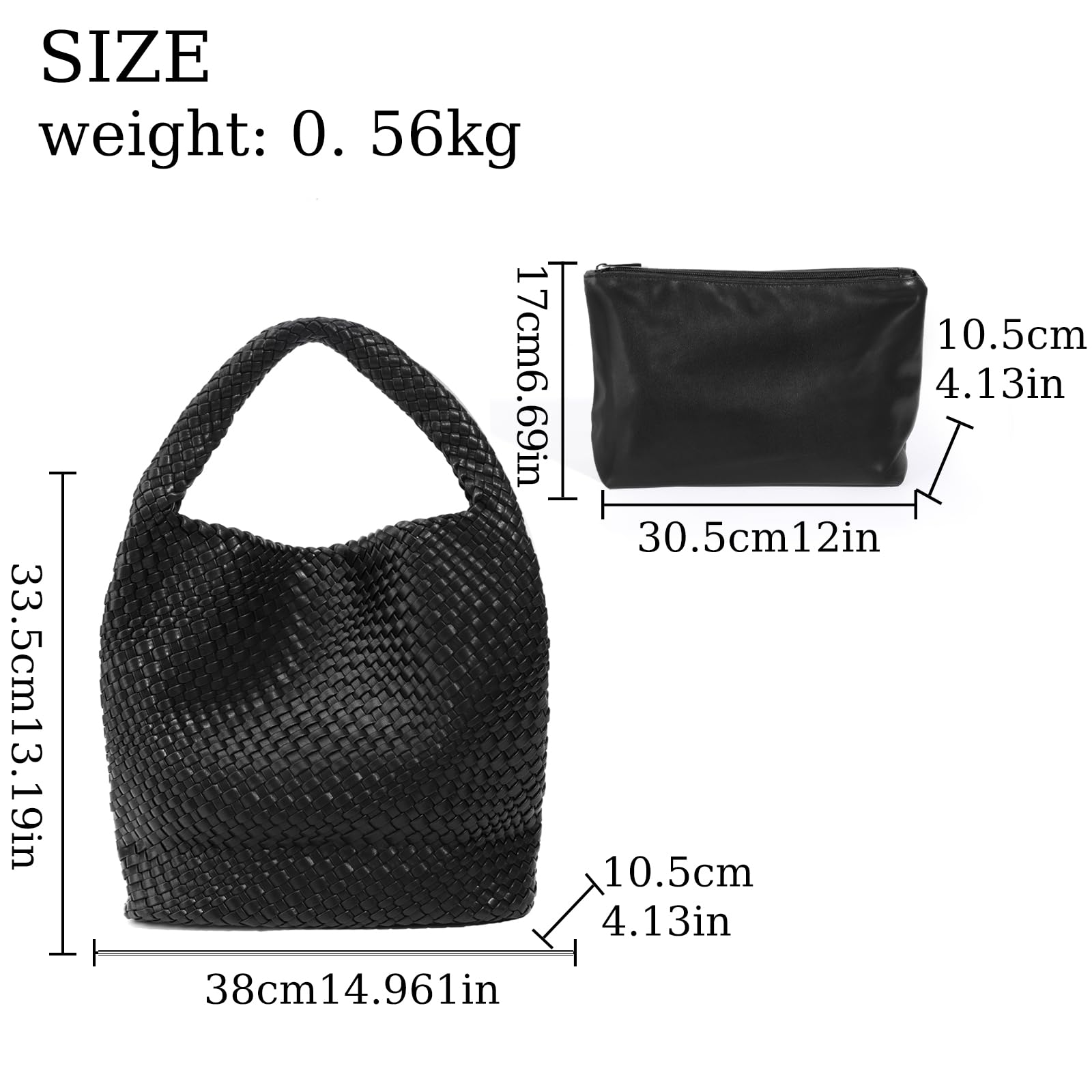 Stylish Woven Leather Tote Bag for Women - Large Capacity Handbag with Multiple Pockets - Perfect for Work, Travel & Shopping - Durable Soft Leather Everyday Carry Bag